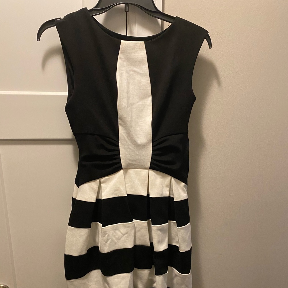 Anthropologie Black and White Peplum Mini Dress